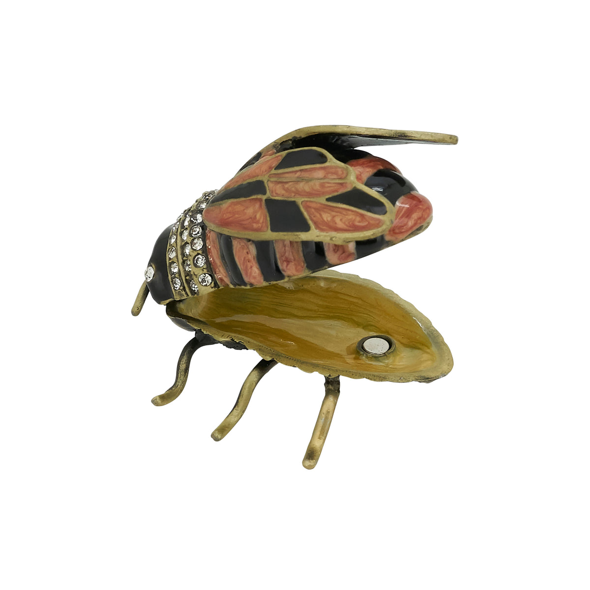 Yellow and Black Bumble Bee Hinged Decorative Jeweled and Enameled Trinket Box 1.7" x 2" x 1.4"