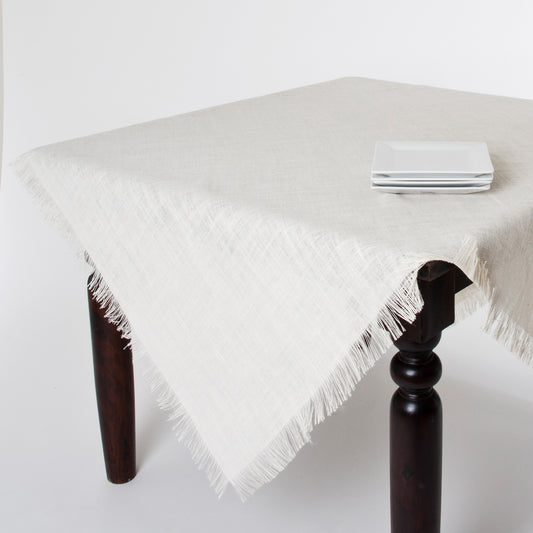 Ivory White Fringed Jute Topper  100% Jute Woven
