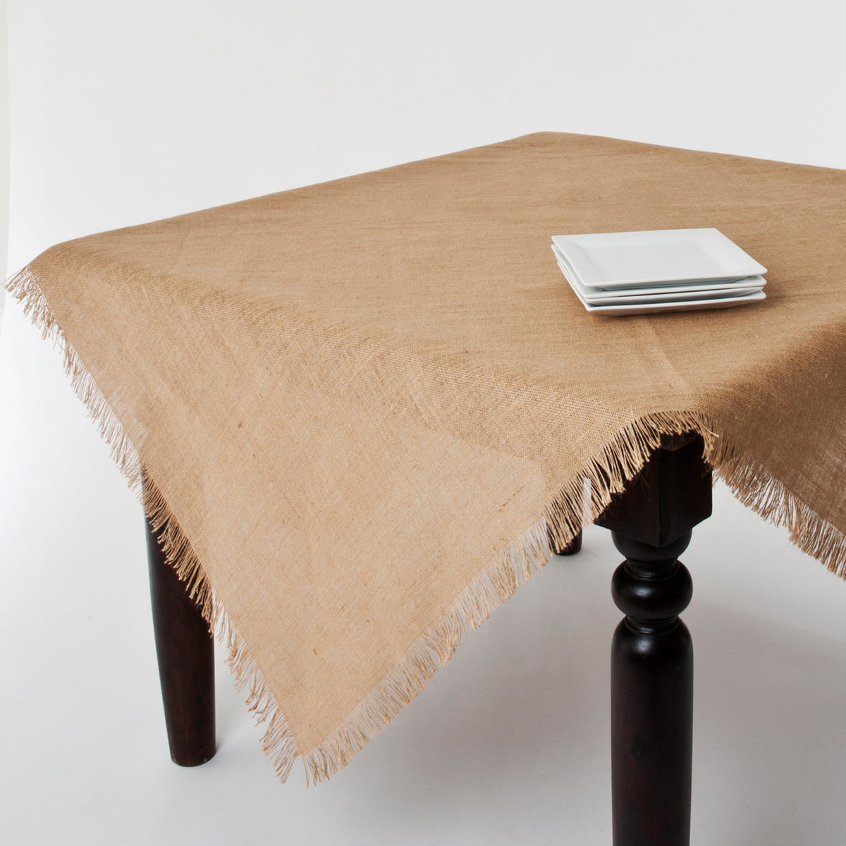 Natural Beige  Fringed Jute Topper  100% Jute Woven