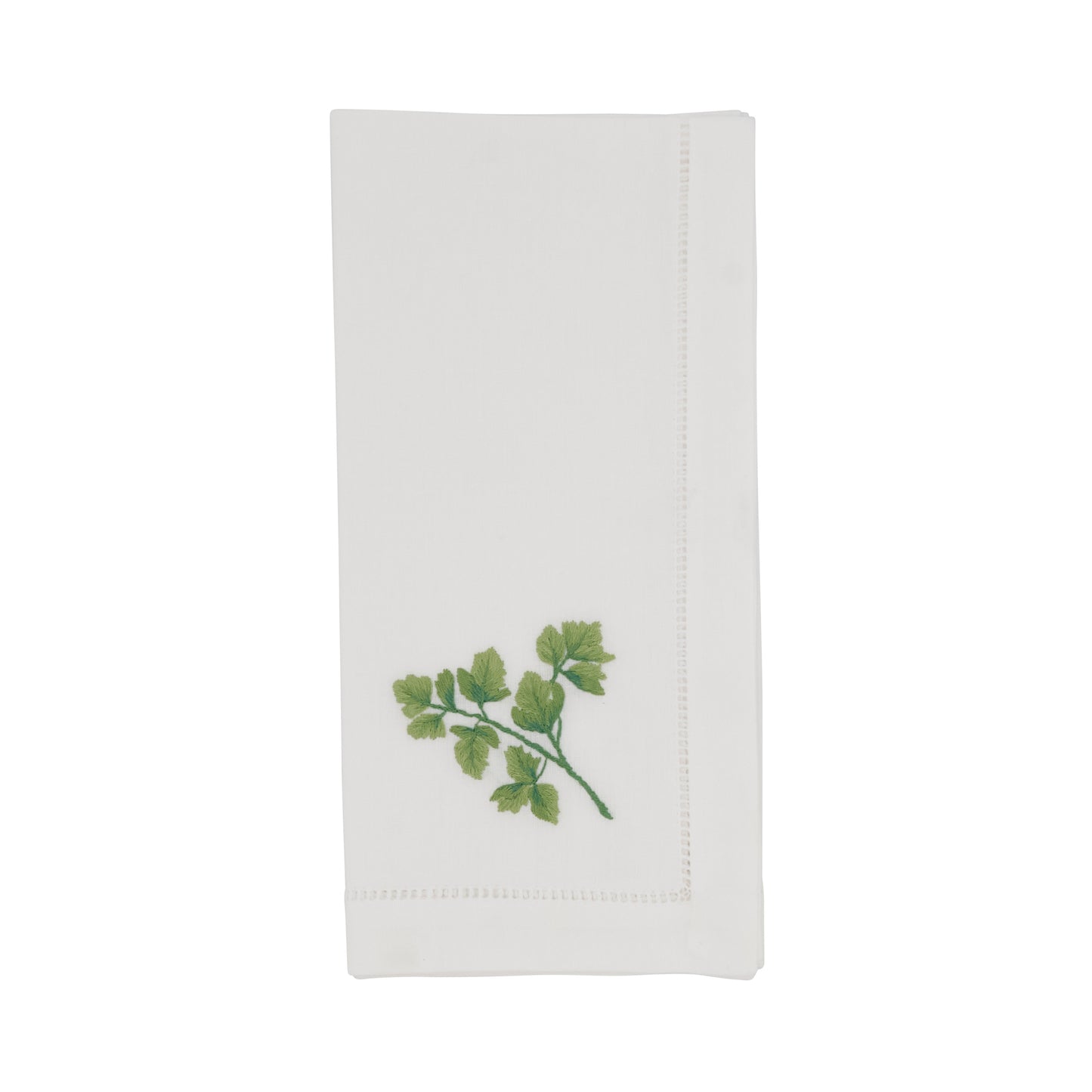 White Embroidered Parsley Hemstitch Napkins 100% cotton, 20 Inch Square (6 pcs.)