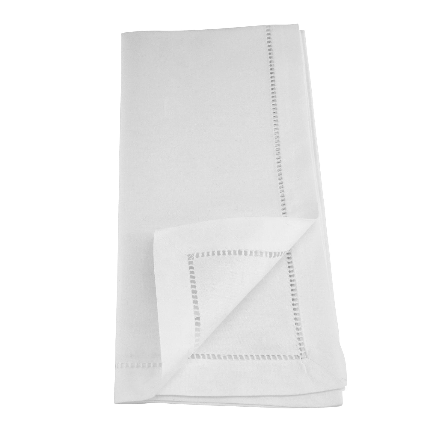 White Embroidered Blue Hydrangea Hemstitch Napkins 100% cotton, 20 Inch Square (6 pcs.)