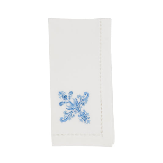 White Embroidered Ornament Hemstitch Napkins 100% cotton, 20 Inch Square (6 pcs.)
