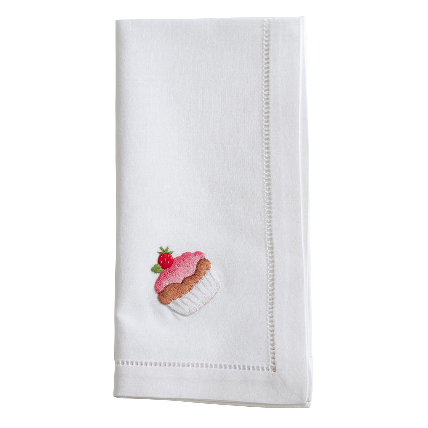White Embroidered Cupcake Napkins 100% cotton, 20 Inch Square (6 pcs.)