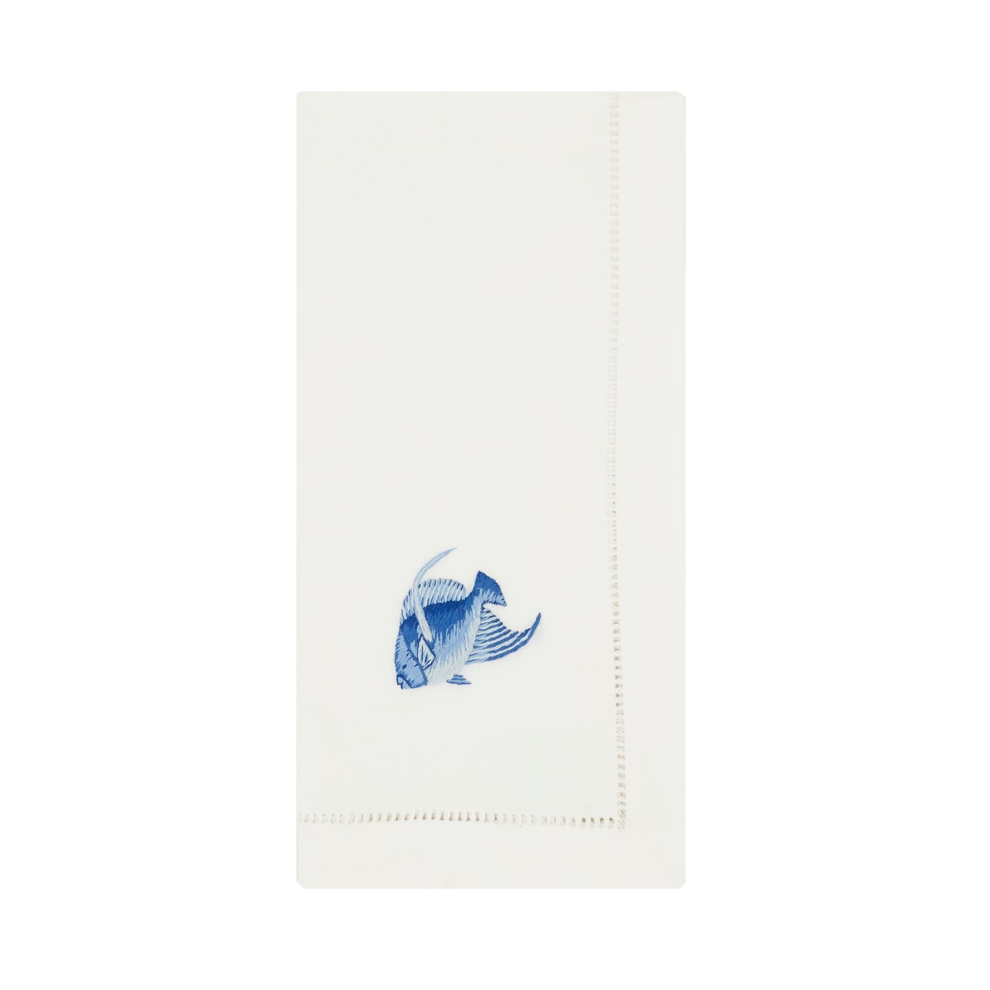 White Embroidered Fish Napkins 100% cotton, 20 Inch Square (6 pcs.)