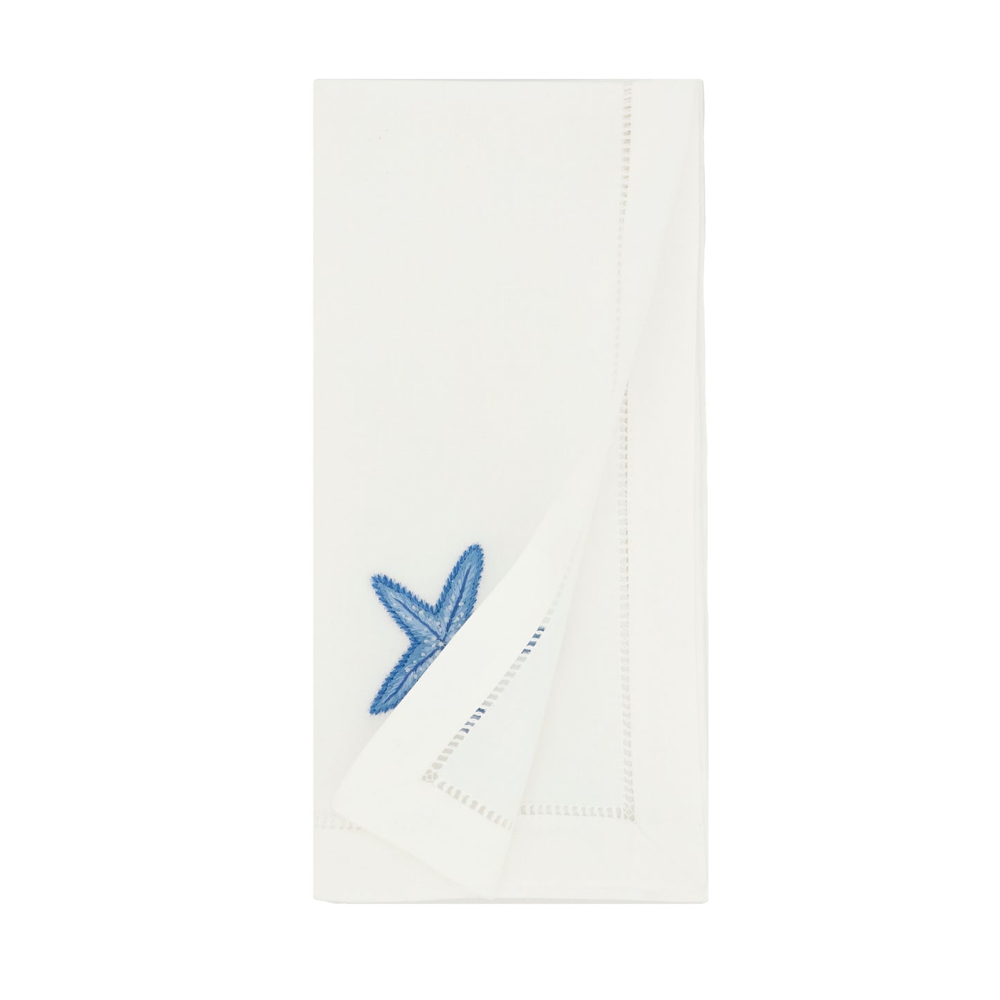 White Embroidered Starfish Napkins 100% cotton, 20 Inch Square (6 pcs.)