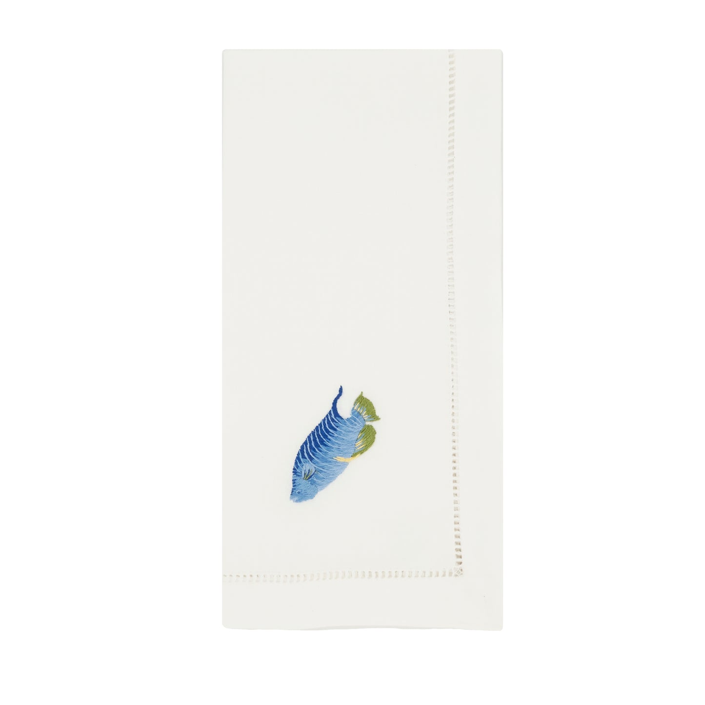 White Embroidered Fish Napkins 100% cotton, 20 Inch Square (6 pcs.)