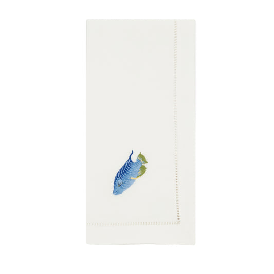 White Embroidered Fish Napkins 100% cotton, 20 Inch Square (6 pcs.)