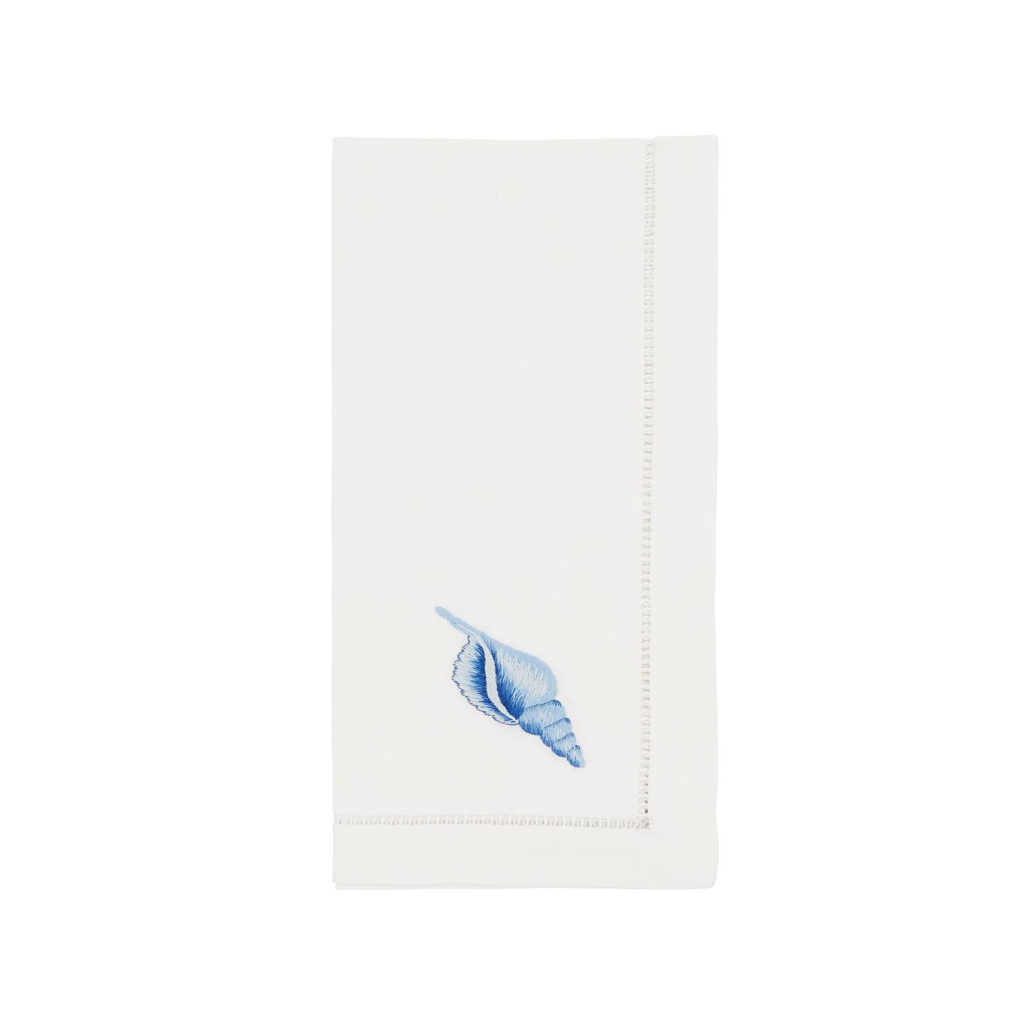 White Embroidered Seashell Napkins 100% cotton, 20 Inch Square (6 pcs.)