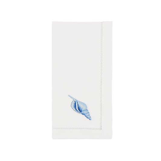 White Embroidered Seashell Napkins 100% cotton, 20 Inch Square (6 pcs.)