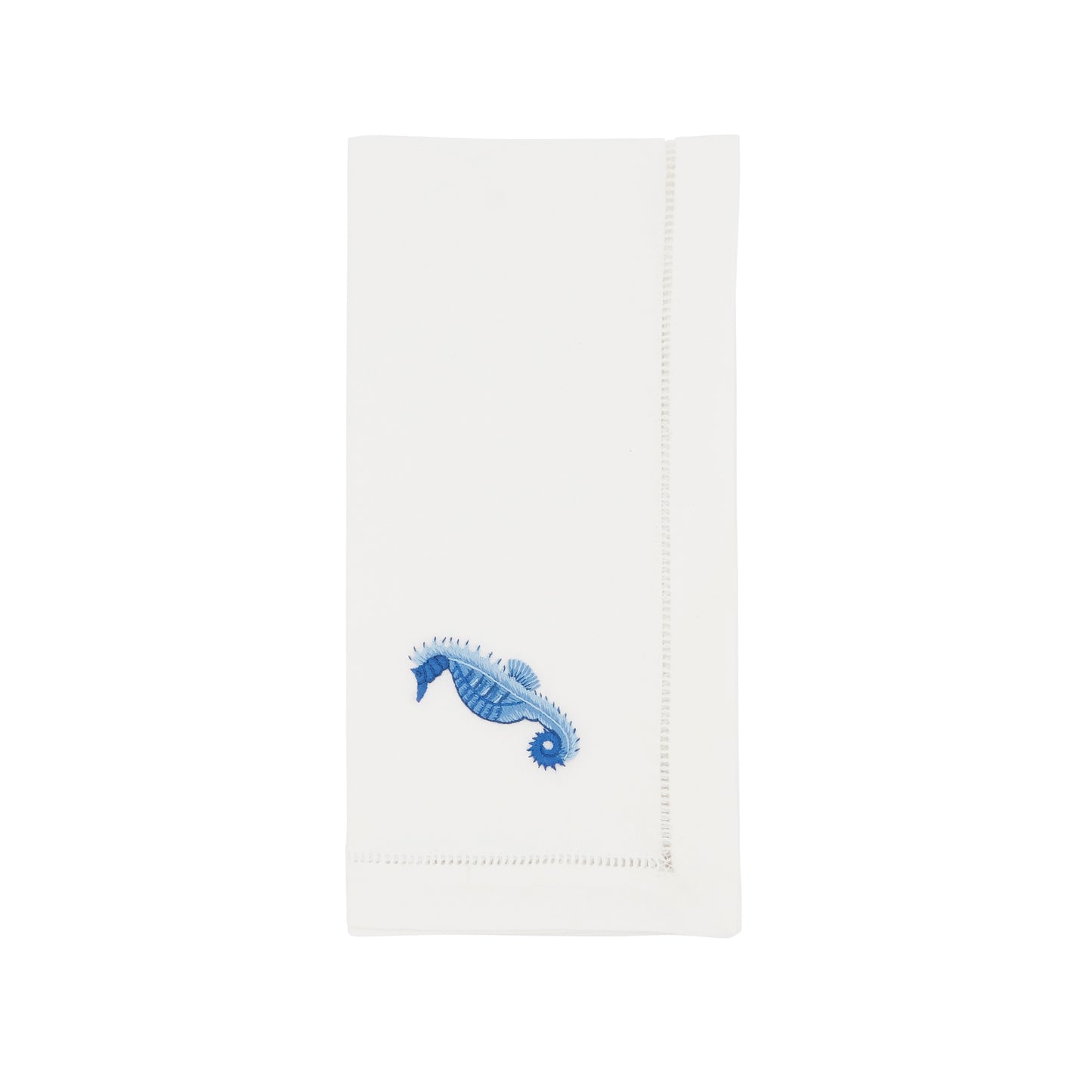 White Embroidered Seahorse Napkins 100% cotton, 20 Inch Square (6 pcs.)
