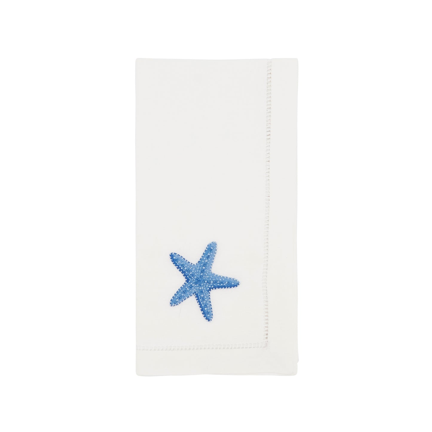 White Embroidered Starfish Napkins 100% cotton, 20 Inch Square (6 pcs.)