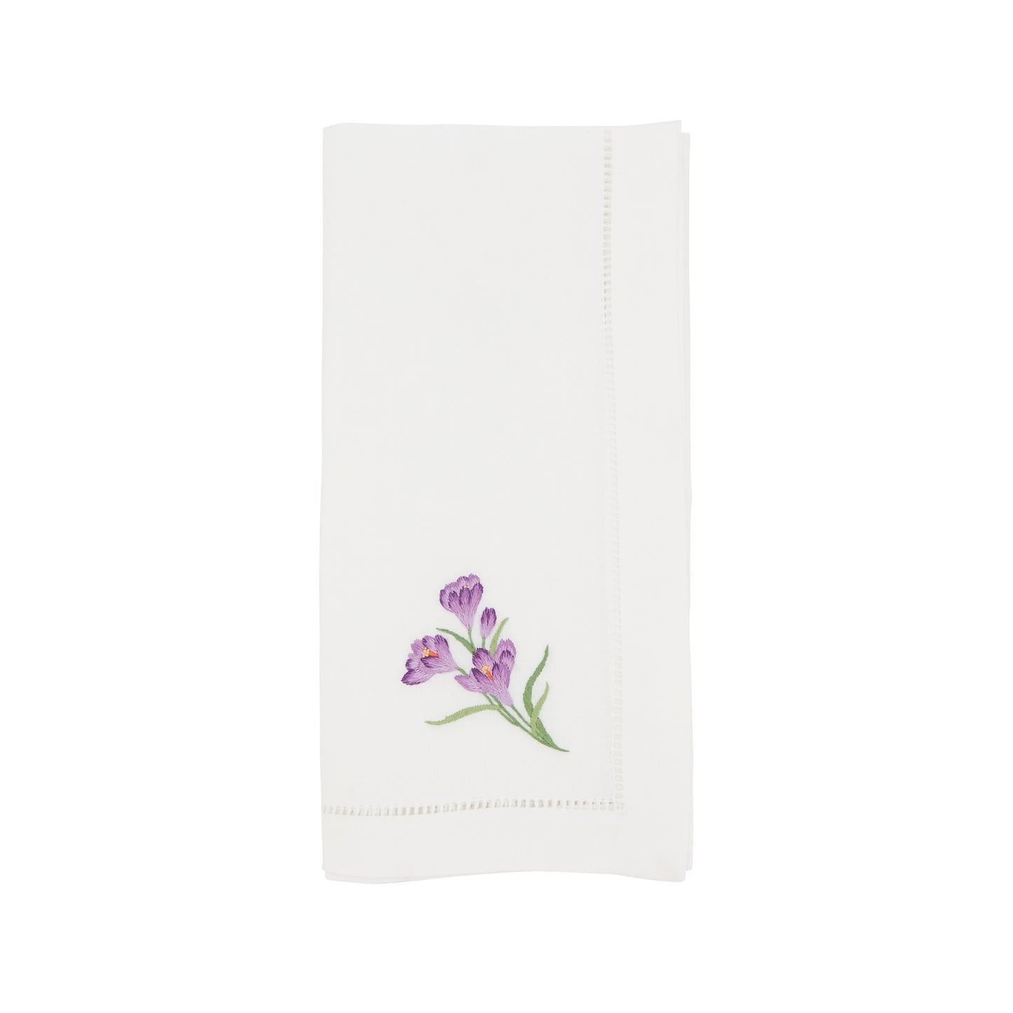 White Embroidered Krokus Napkins 100% cotton, 20 Inch Square (6 pcs.)