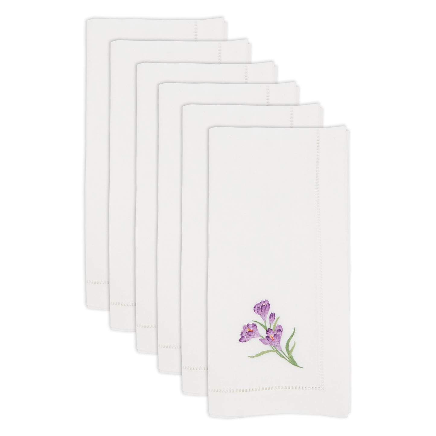 White Embroidered Krokus Napkins 100% cotton, 20 Inch Square (6 pcs.)