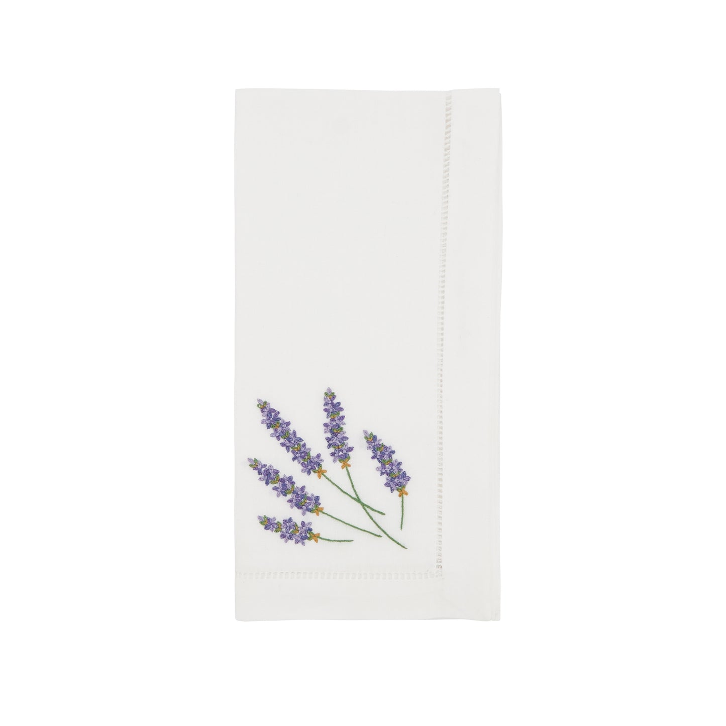 White Embroidered Lavender Napkins 100% cotton, 20 Inch Square (6 pcs.)