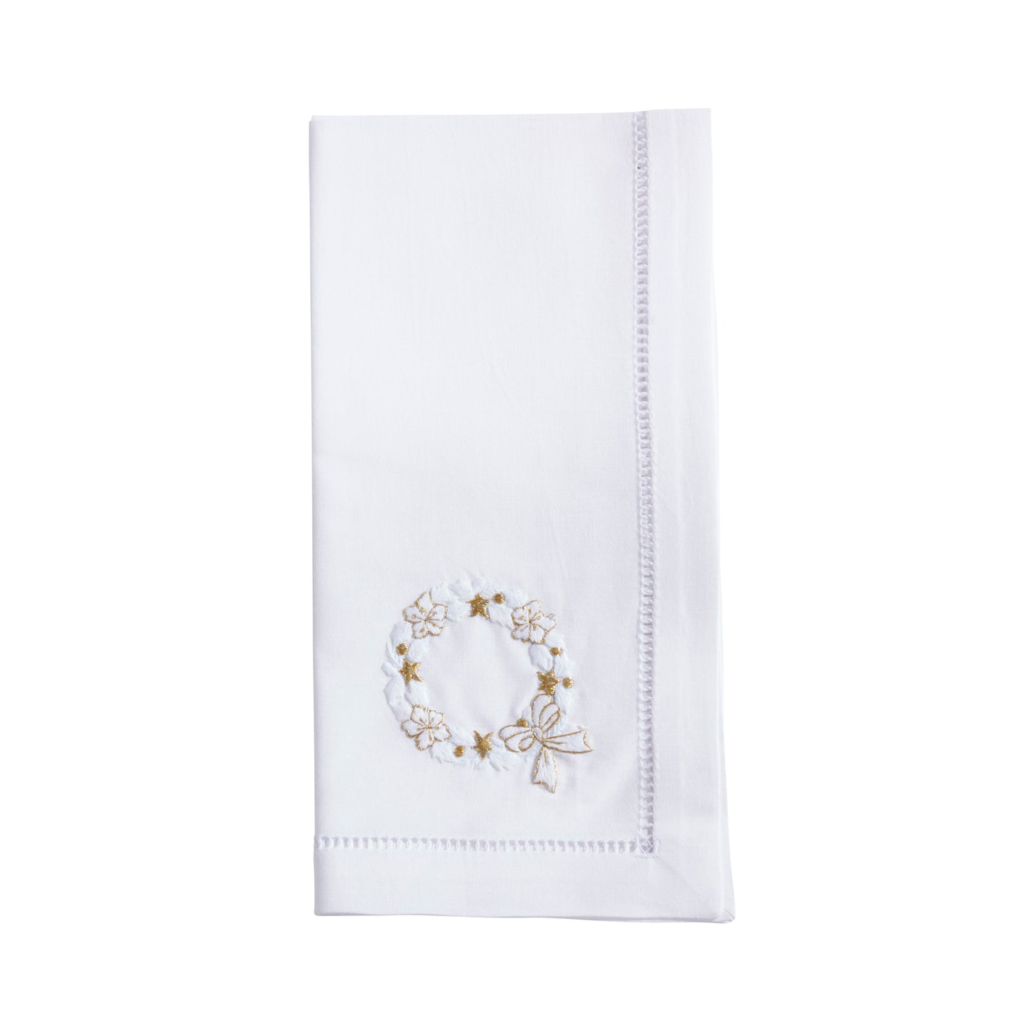 White Embroidered Wreath Napkins 100% cotton, 20 Inch Square (6 pcs.)