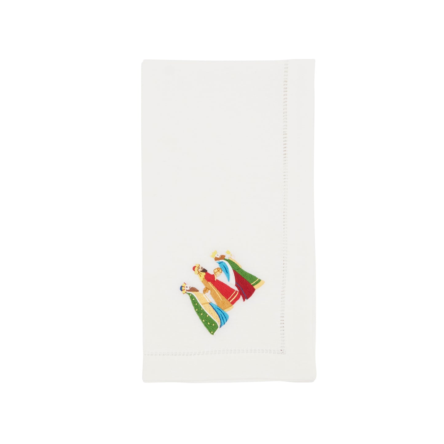 White Embroidered Three Kings Napkins 100% cotton, 20 Inch Square (6 pcs.)