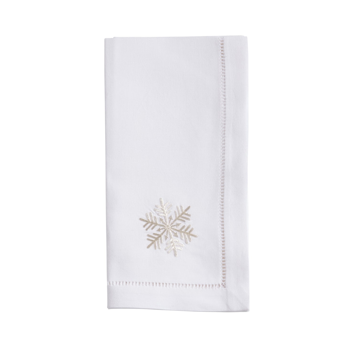 White Embroidered Snowflake Napkins 100% cotton, 20 Inch Square (6 pcs.)