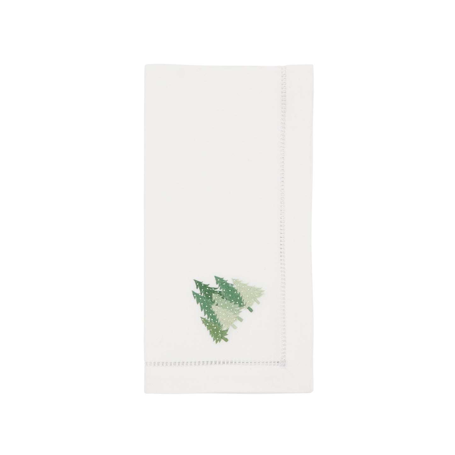 White Embroidered Pine Trees Napkins 100% cotton, 20 Inch Square (6 pcs.)