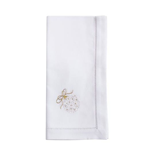 White Embroidered Ornament Napkins 100% cotton, 20 Inch Square (6 pcs.)