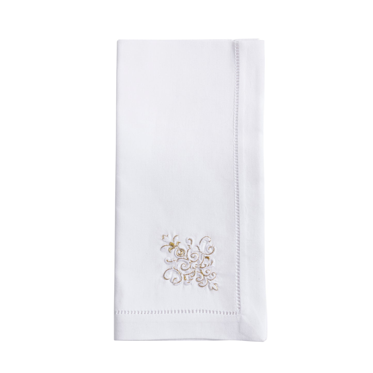 White Embroidered Ornament Napkins 100% cotton, 20 Inch Square (6 pcs.)