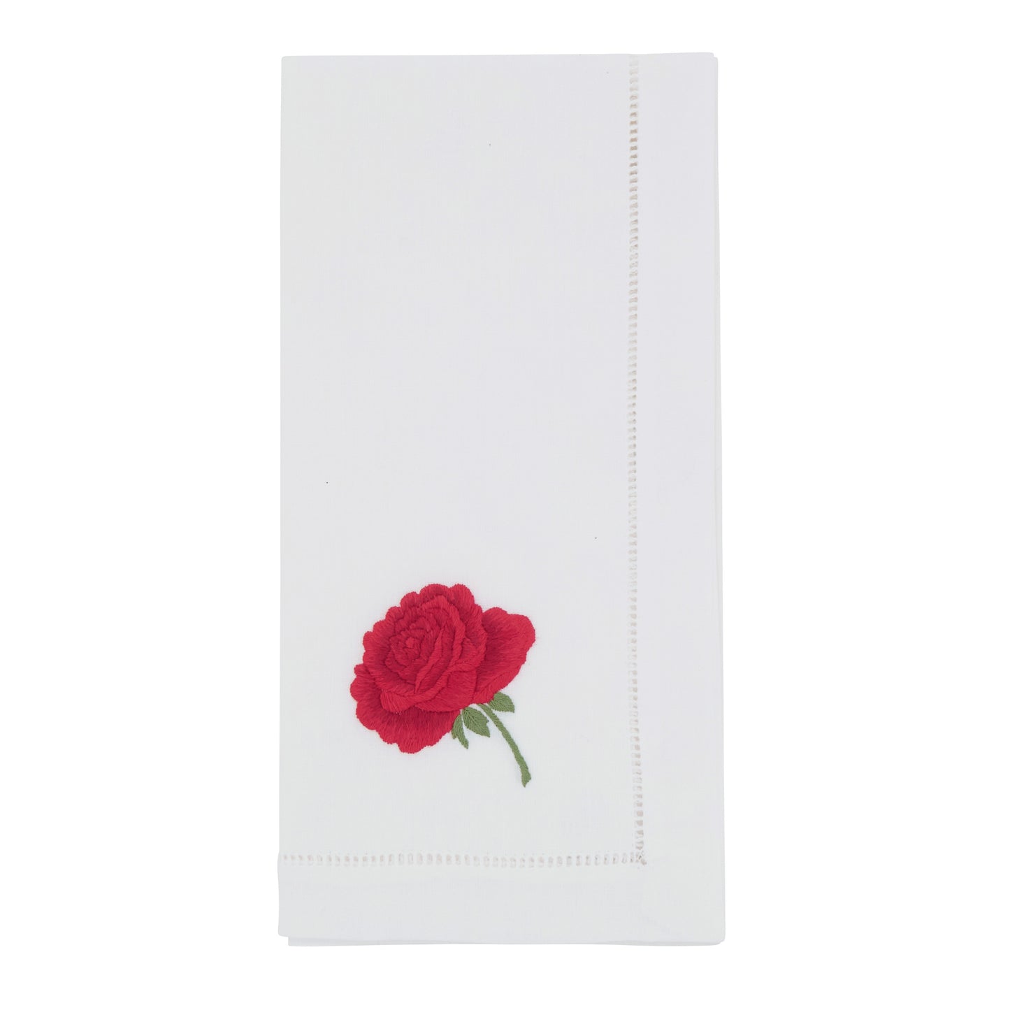 Red Embroidered Rose Napkins 100% cotton, 20 Inch Square (6 pcs.)