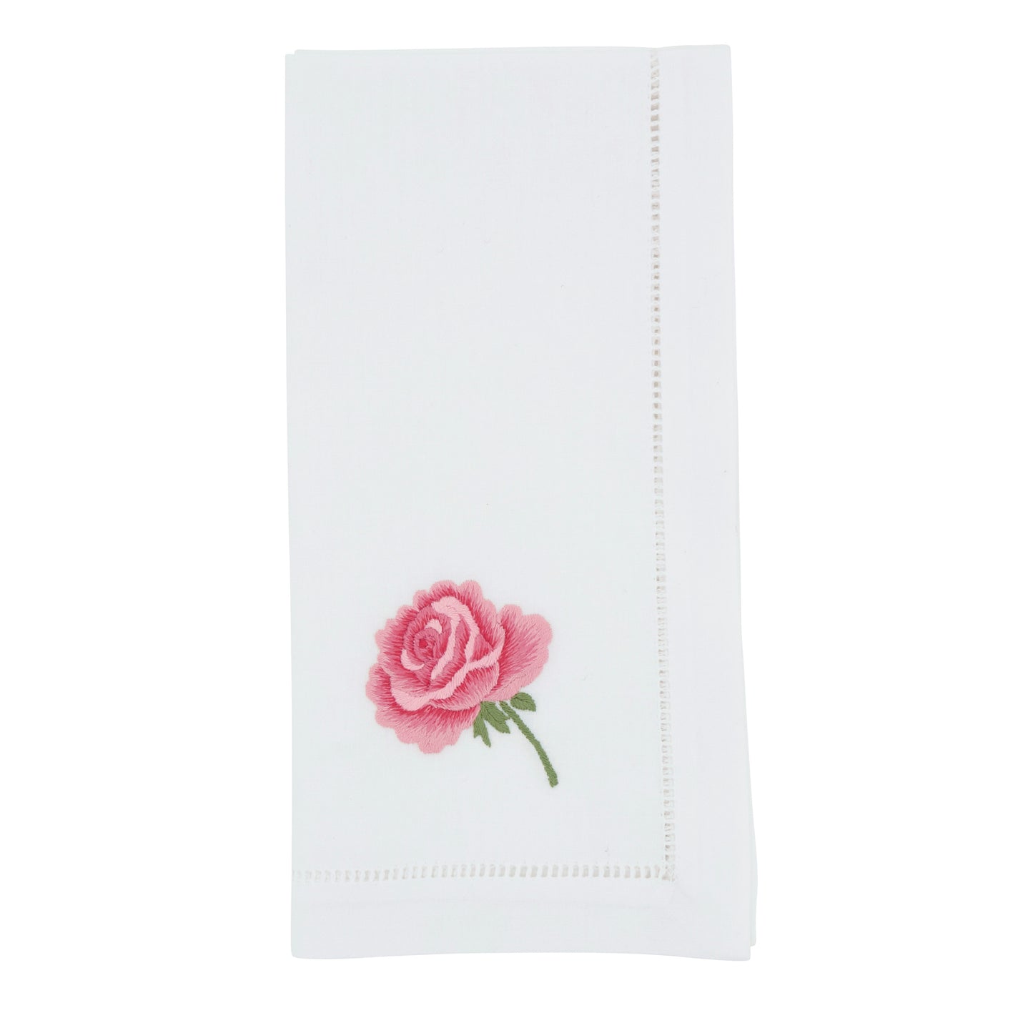 Pink Embroidered Rose Napkins 100% cotton, 20 Inch Square (6 pcs.)