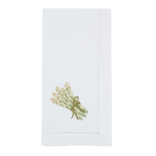 Green Embroidered Asparagus Napkins 100% cotton, 20 Inch Square (6 pcs.)