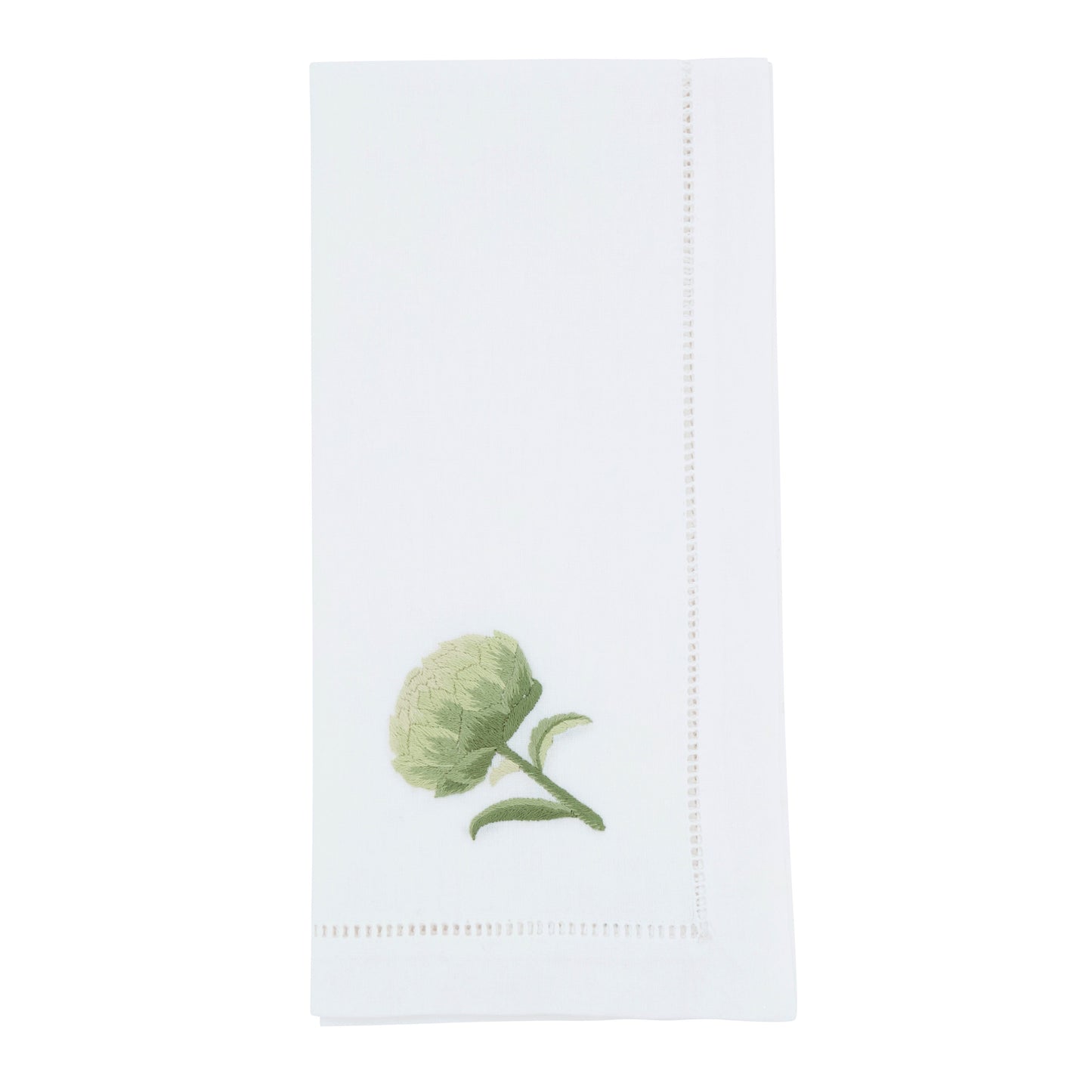 Green Embroidered Artichoke Napkins 100% cotton, 20 Inch Square (6 pcs.)