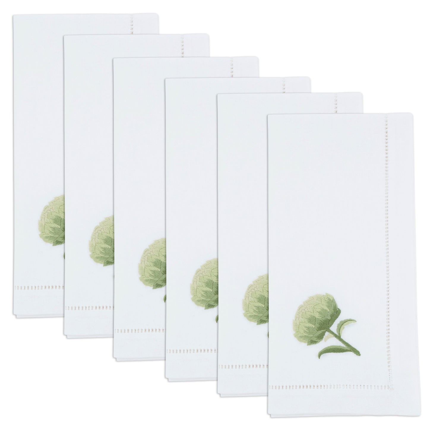 Green Embroidered Artichoke Napkins 100% cotton, 20 Inch Square (6 pcs.)