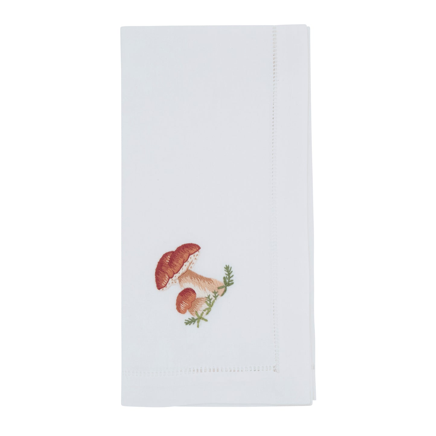 Brown Embroidered Mushrooms Napkins 100% cotton, 20 Inch Square (6 pcs.)