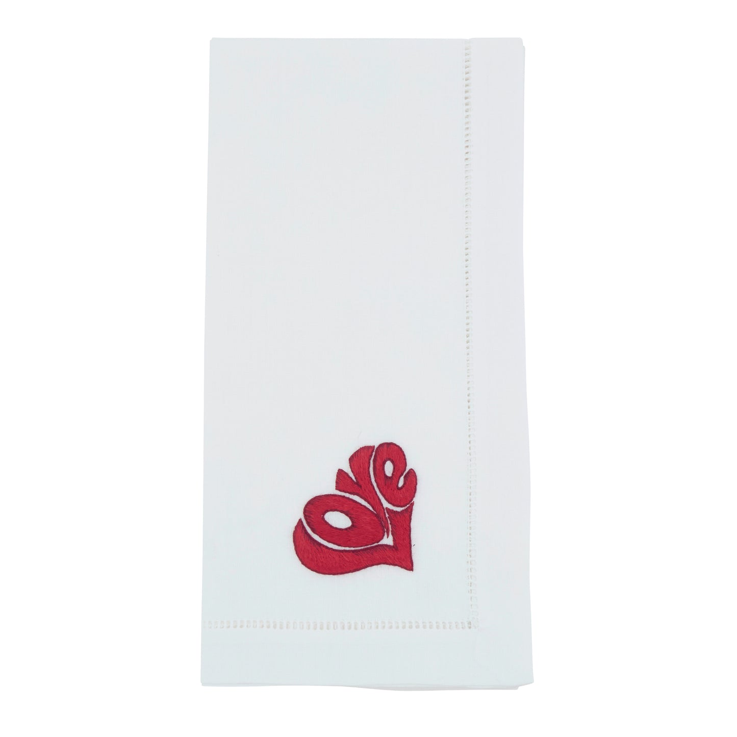 Red Embroidered Love Napkins 100% cotton, 20 Inch Square (6 pcs.)