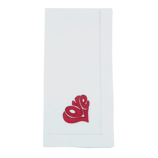 Red Embroidered Love Napkins 100% cotton, 20 Inch Square (6 pcs.)