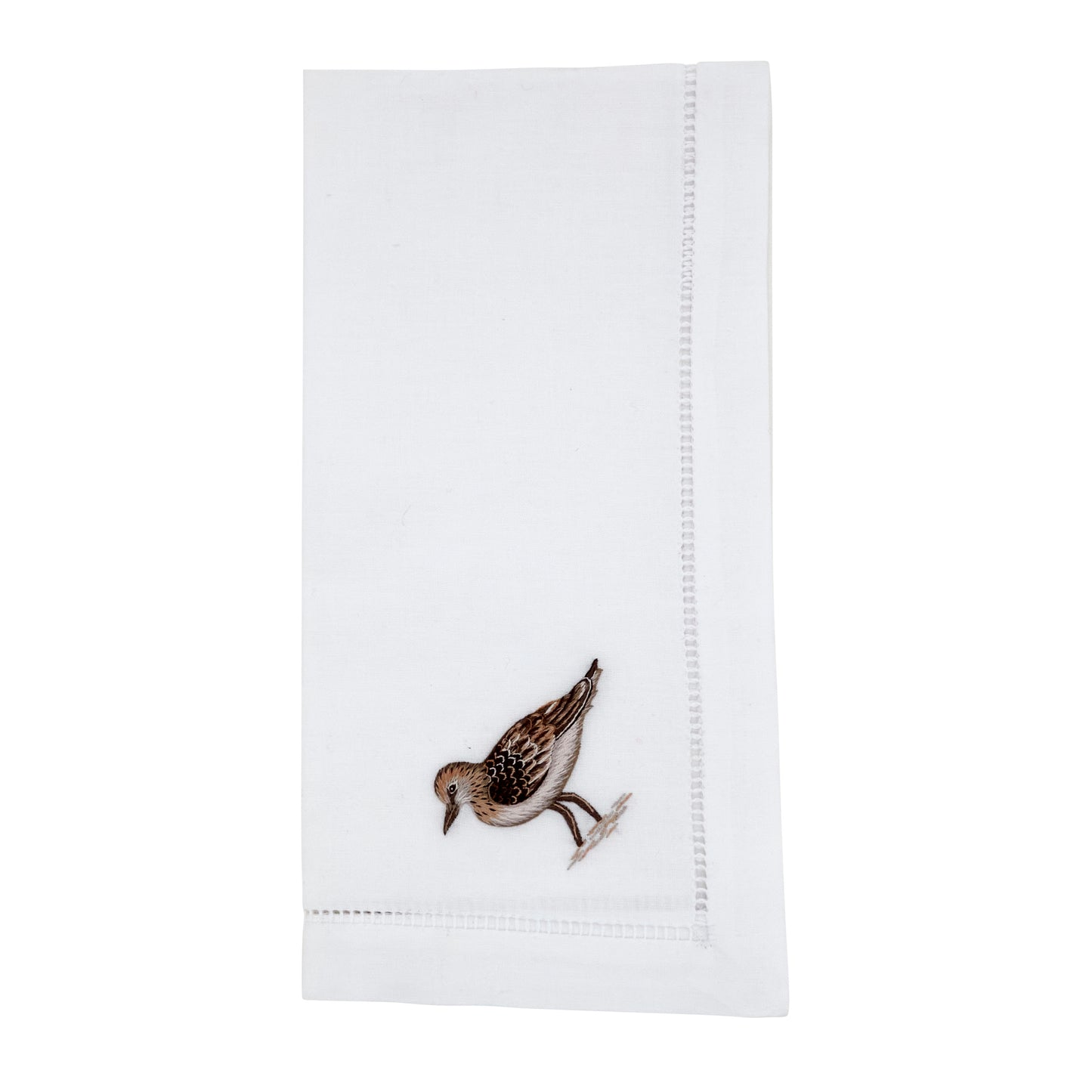 White Embroidered Bird Hemstitch Napkins 100% cotton, 20 Inch Square (6 pcs.)