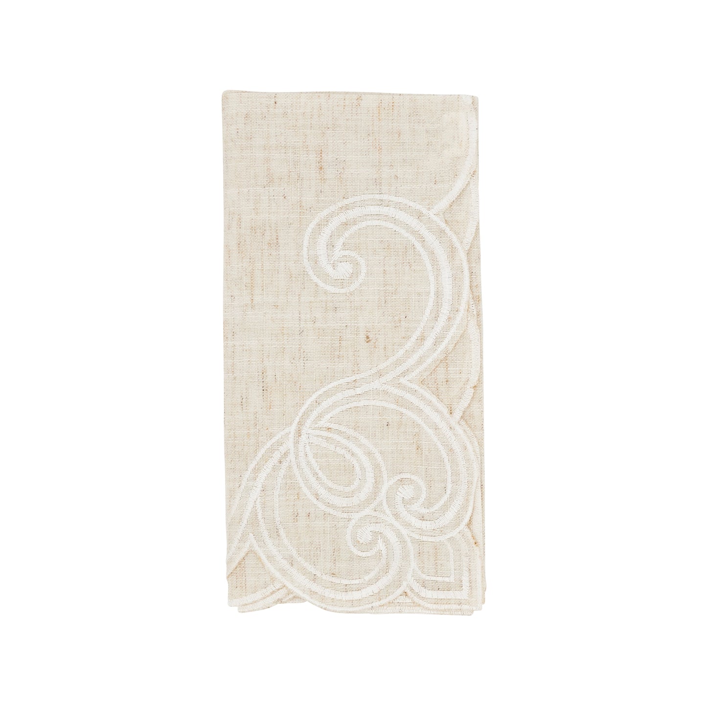 Natural Embroidered Design Napkins 75% polyester - 25% linen, 20 Inch Square (4 pcs.)