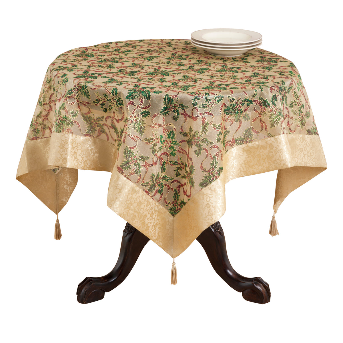 Gold  Printed Christmas Topper  100% polyester