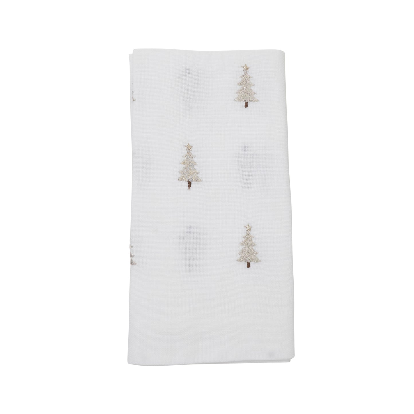 White Embroidered Christmas Tree Napkins 100% polyester, 20 Inch Square (4 pcs.)