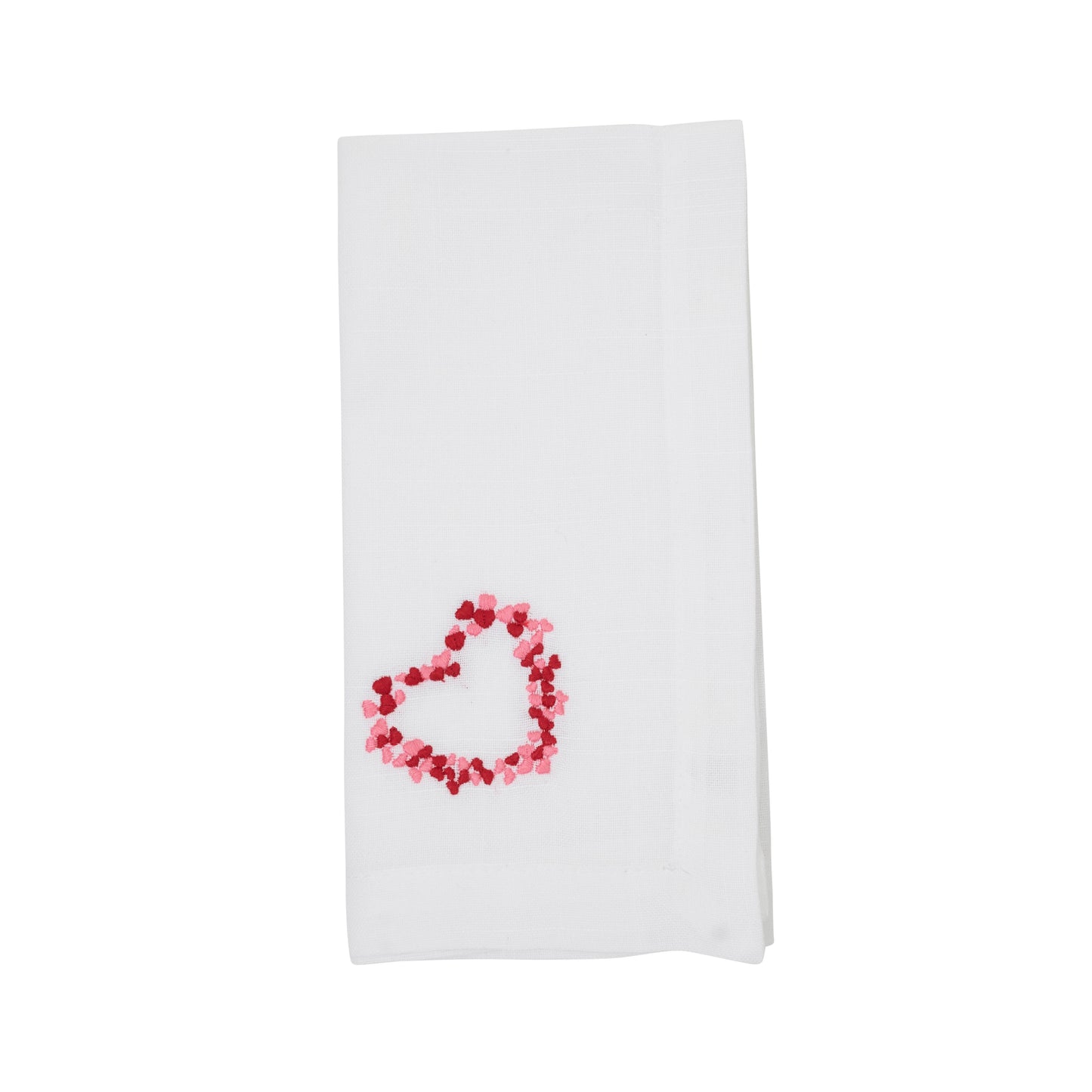 White Embroidered Hearts Napkins 100% polyester, 20 Inch Square (4 pcs.)