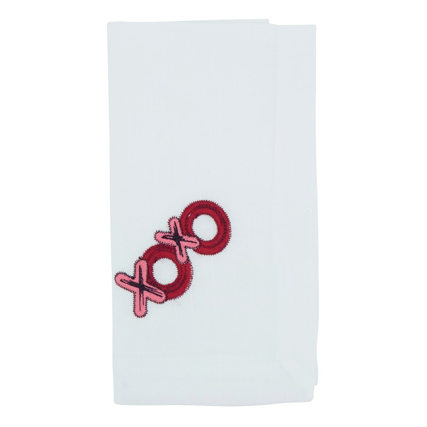 White Embroidered XOXO Napkins 100% polyester, 20 Inch Square (4 pcs.)
