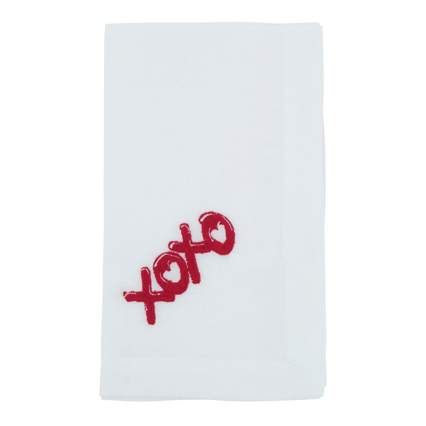 White Embroidered XOXO Napkins 100% polyester, 20 Inch Square (4 pcs.)