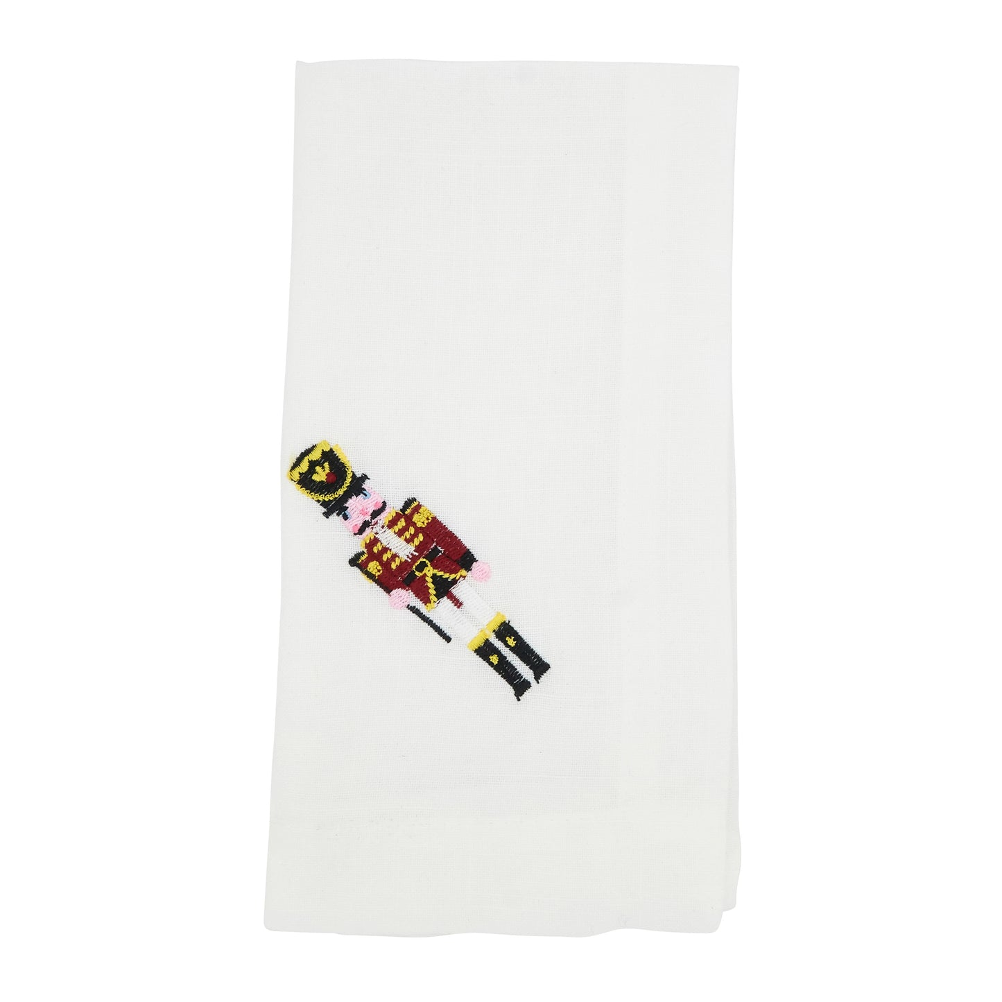 White Emboidered Nutcracker Napkins 100% Polyester, 20 Inch Square (12 pcs.)