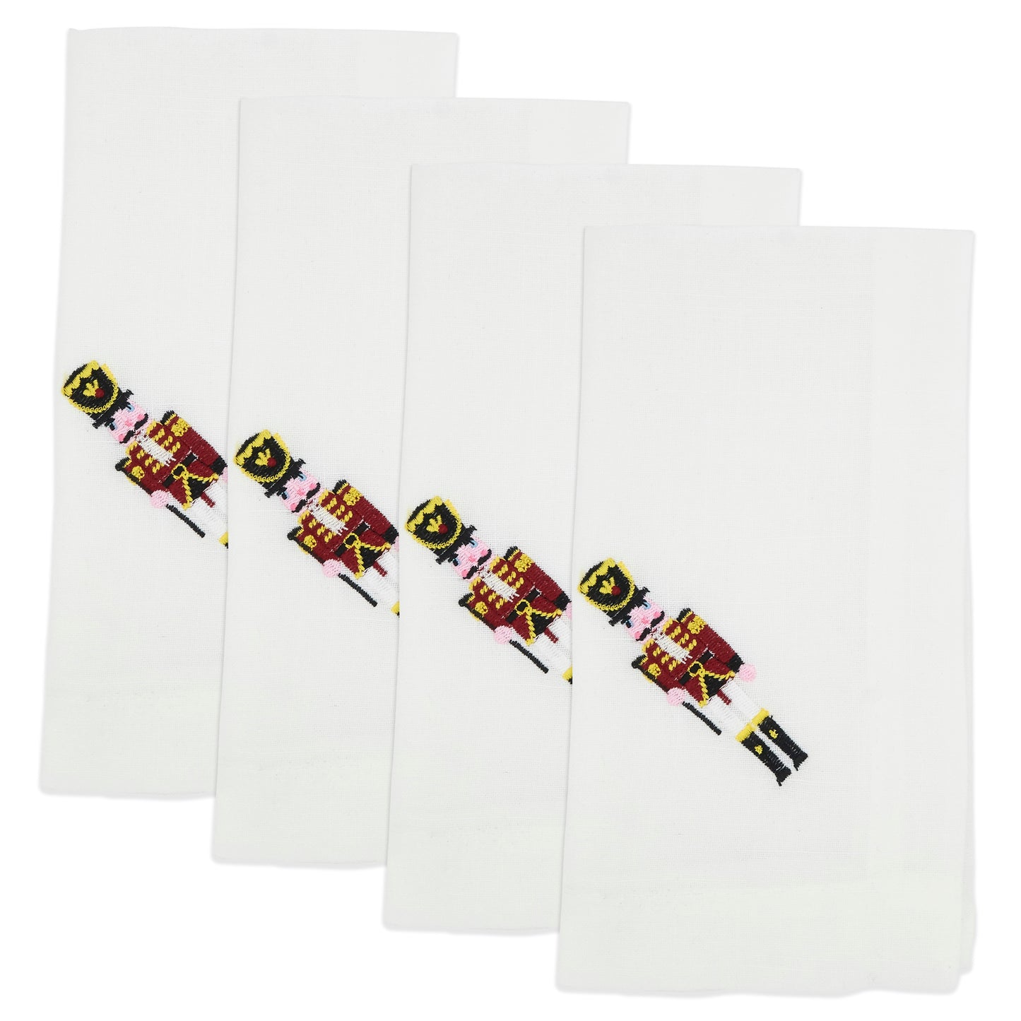 White Emboidered Nutcracker Napkins 100% Polyester, 20 Inch Square (12 pcs.)