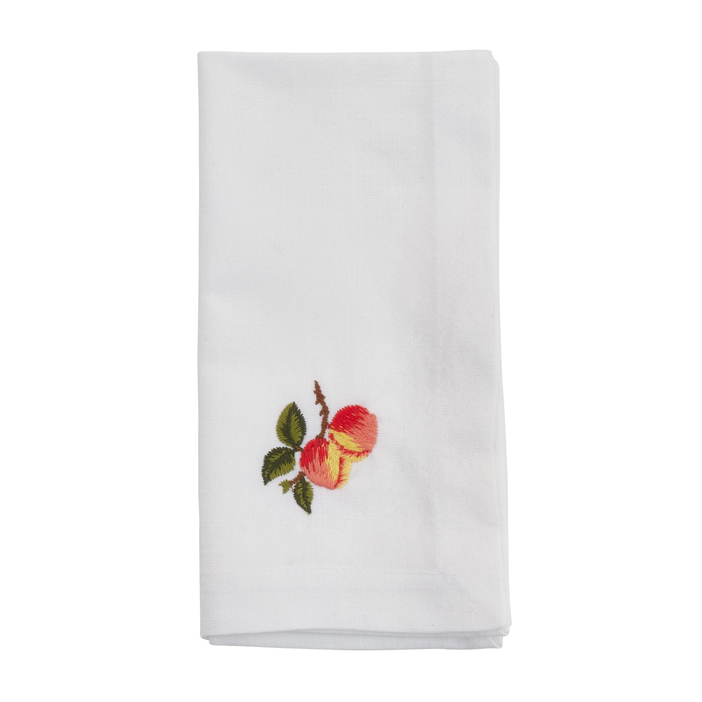 White Embroidered Peach Napkins 100% Polyester, 20 Inch Square (4 pcs.)