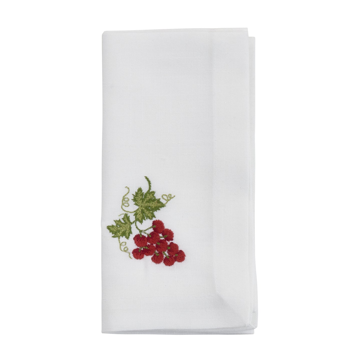 White Embroidered Grapes Napkins 100% Polyester, 20 Inch Square (4 pcs.)