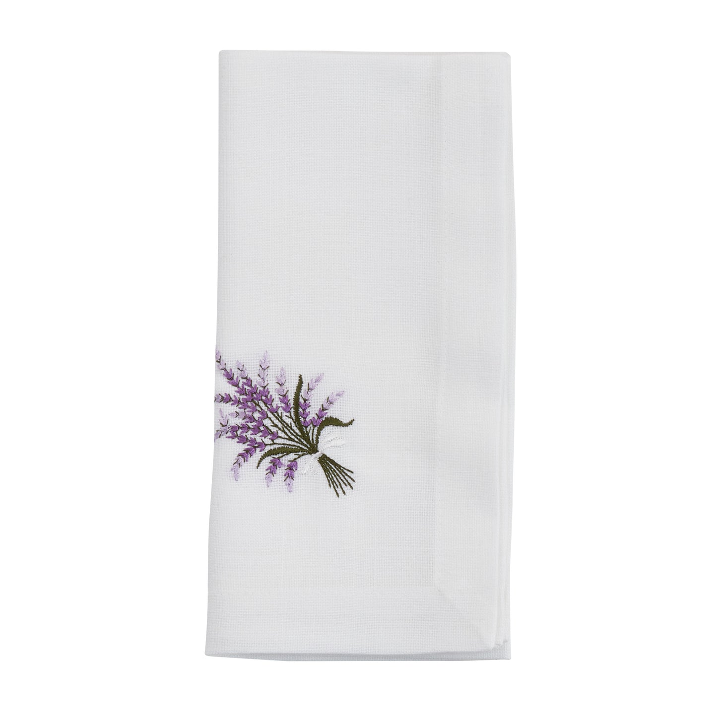 White Embroidered Lavender Napkins 100% Polyester, 20 Inch Square (4 pcs.)
