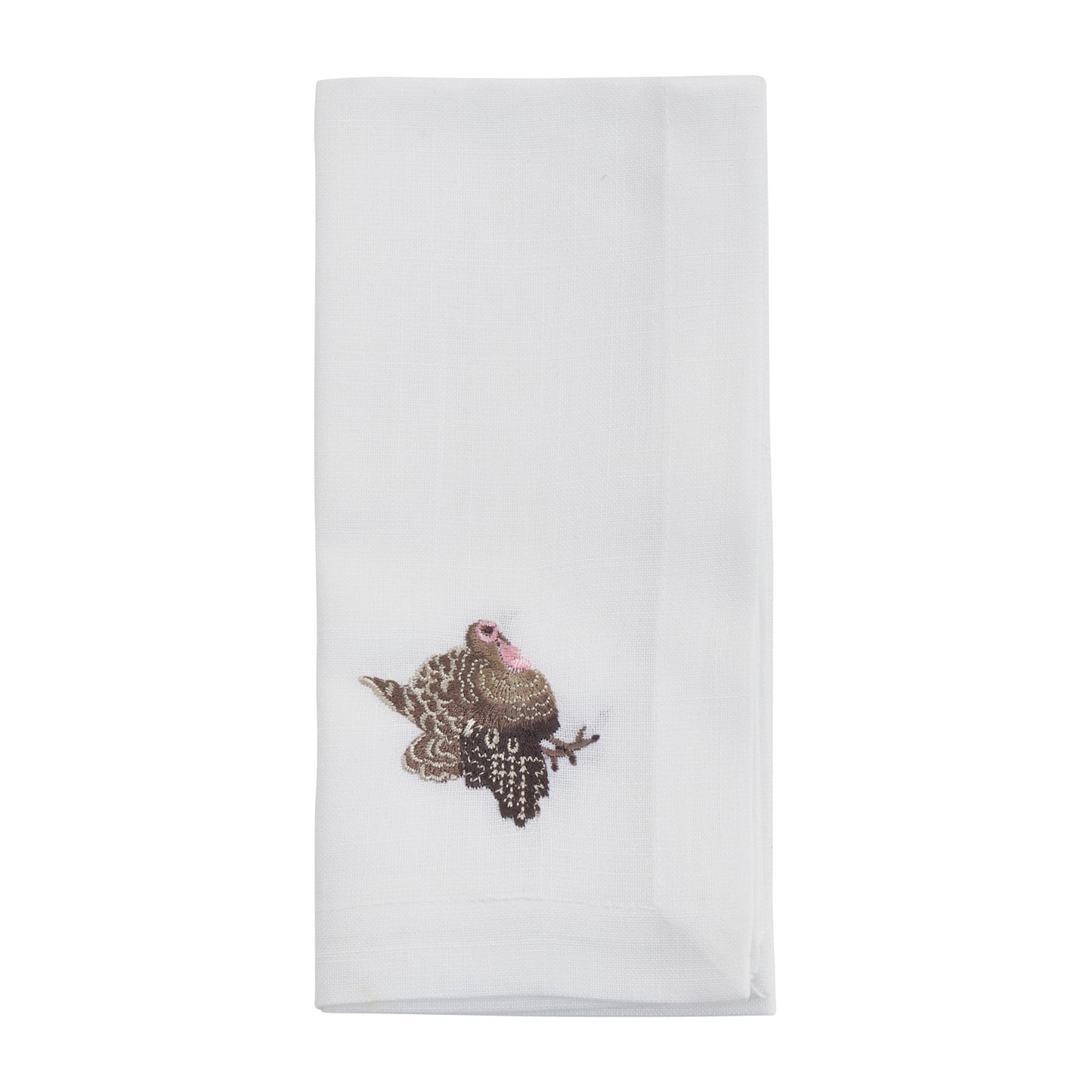 White Embroidered Turkey Napkins 100% Polyester, 20 Inch Square (4 pcs.)