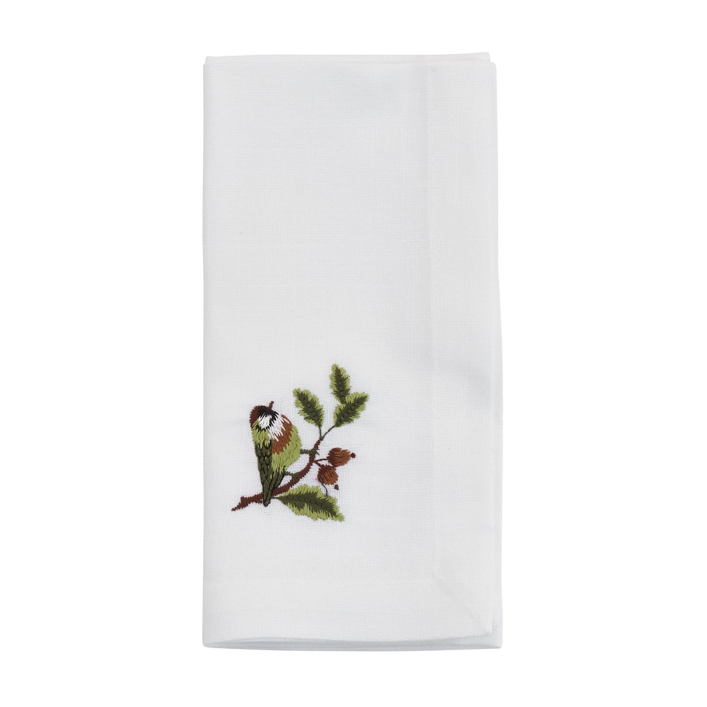 White Embroidered Bluebird Napkins 100% Polyester, 20 Inch Square (4 pcs.)