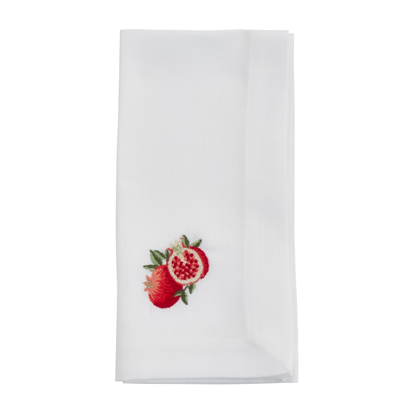 White Embroidered Pomegranate Napkins 100% Polyester, 20 Inch Square (4 pcs.)