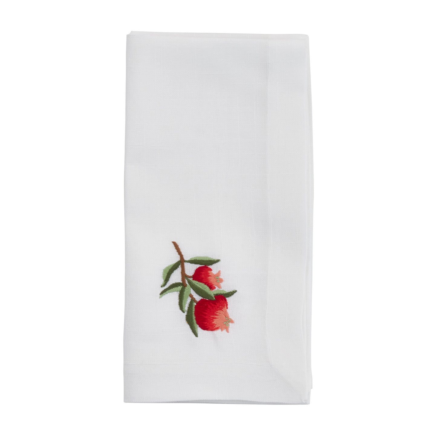 White Embroidered Pomegranate Napkins 100% Polyester, 20 Inch Square (4 pcs.)