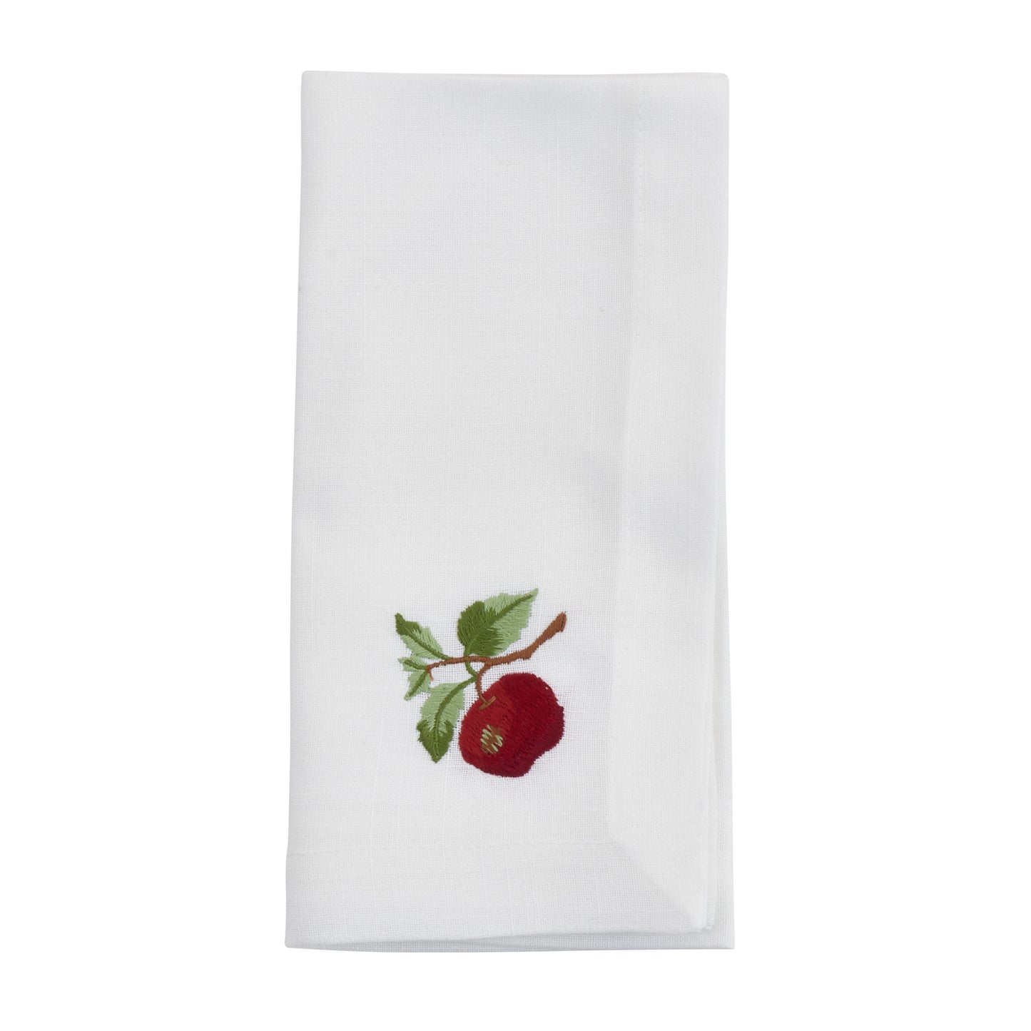 White Embroidered Apple Napkins 100% Polyester, 20 Inch Square (4 pcs.)