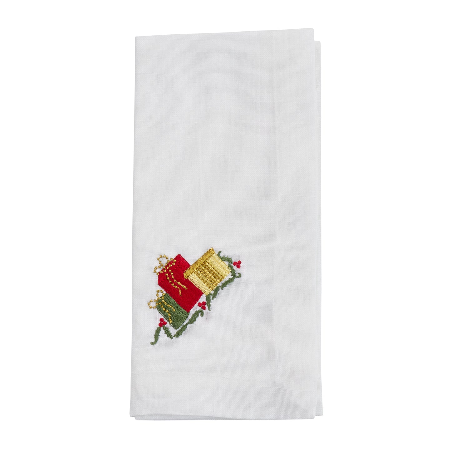 White Embroidered Gifts Napkins 100% Polyester, 20 Inch Square (4 pcs.)